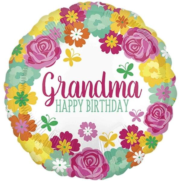 Loftus International 18 in. Happy Birthday Grandma Floral Balloon A3-5567